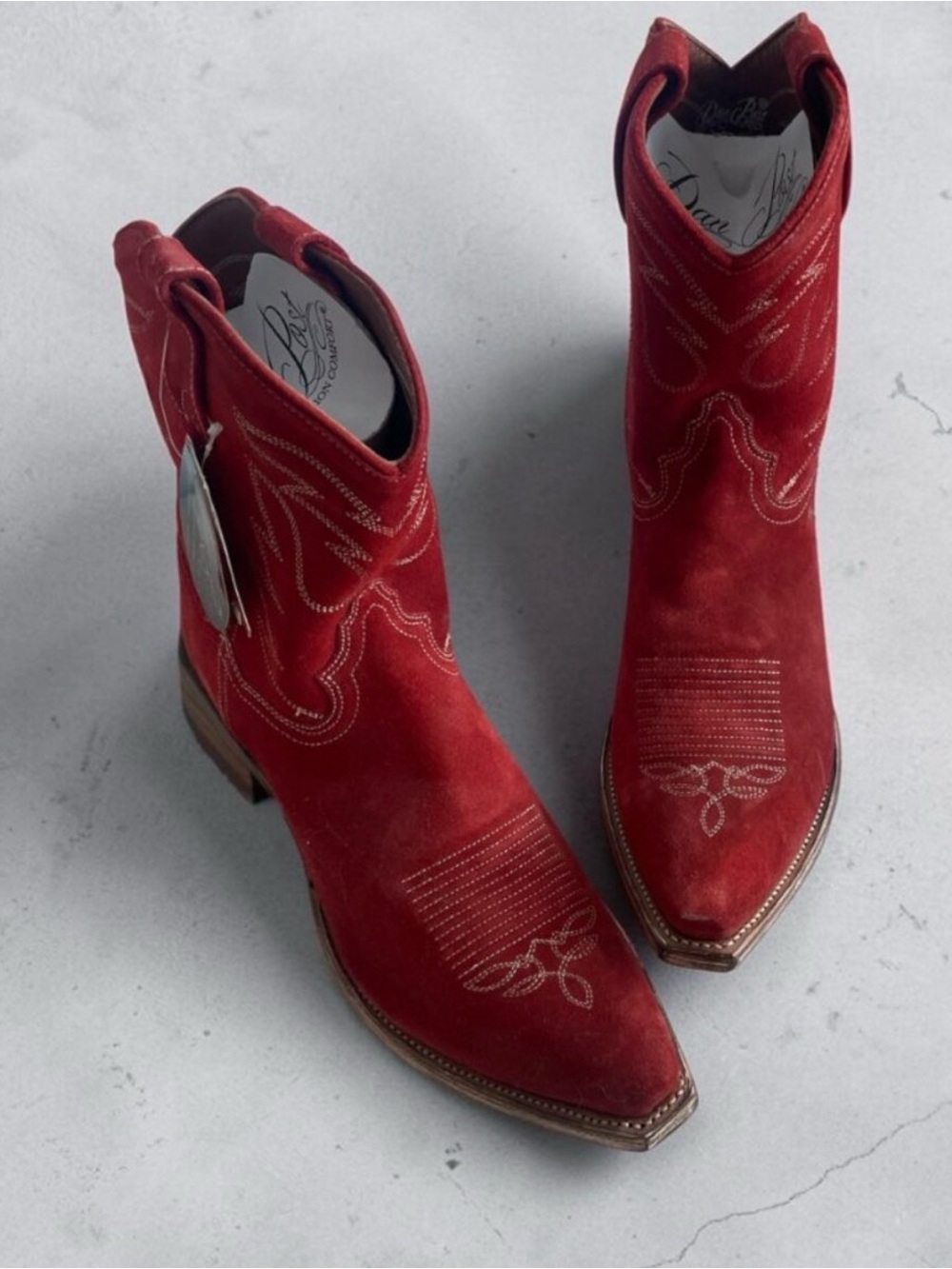 Dan Post Lad 8” Suede Snip Red Western Ankle Boots